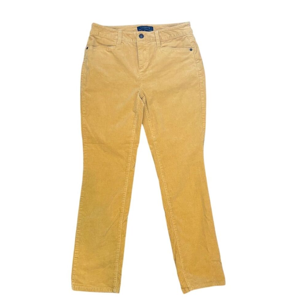 Talbots Petites Yellow Golden Corduroy Straight Leg Pants 4P Colorful Preppy Ele